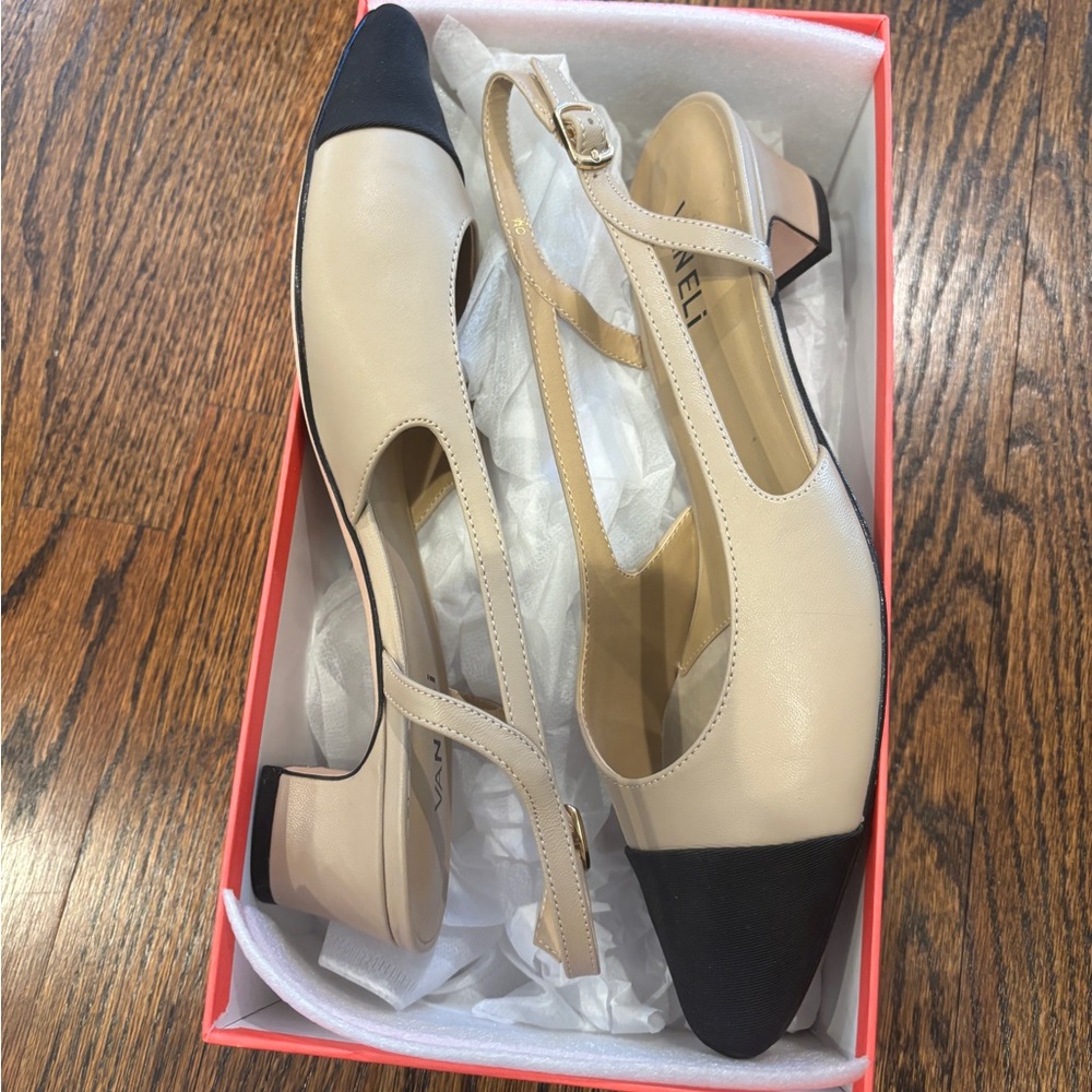 Vaneli Cream and Black Heels Timeless Two-Tone Design